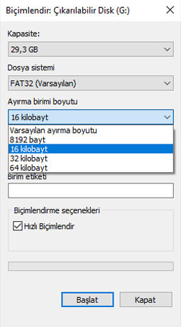 SD Kart ( SD Mode) ve Fat32 - MikroC Kütüphanesi fat32 cluster secimi fat32-cluster-secimi