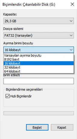 SD Kart ( SD Mode) ve Fat32 - MikroC Kütüphanesi fat32 cluster secimi fat32-cluster-secimi