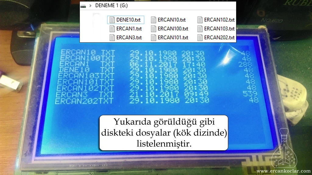 SD Kart ( SD Mode) ve Fat32 - MikroC Kütüphanesi fat32 dosya listeleme GLCD fat32-dosya-listeleme-GLCD