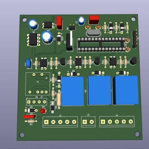 Ozon üreteci PCB sinin 3D görüntüsü KiCAD den görülmektedir.
